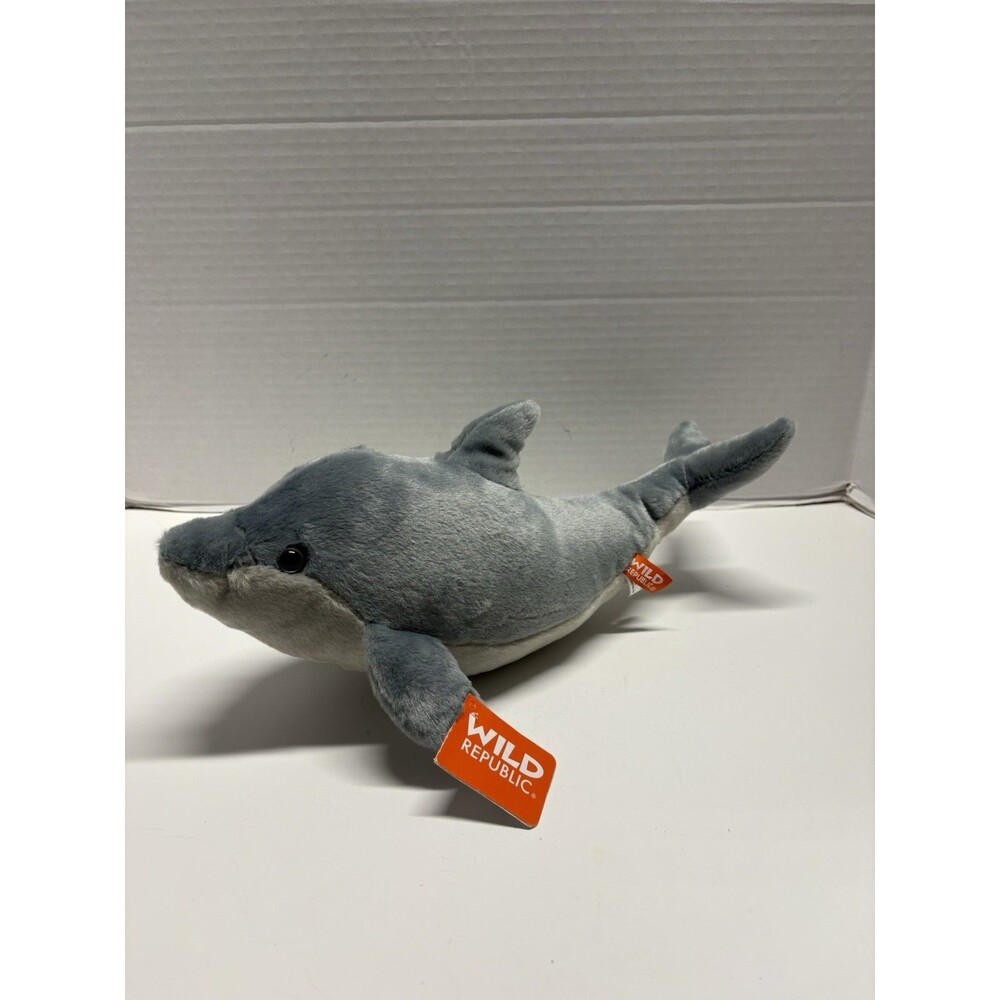 Wild Republic Sea Critters Dolphin Plush Stuffed animal NWT 12" gray & white